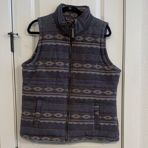 Striped Aztec Print Blue and Gray Women's Vest